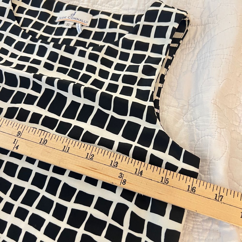 JUDE CONNALLY Classic Black White Geometric Sleeveless Dress‎ Signature Sz Small - Picture 5 of 7